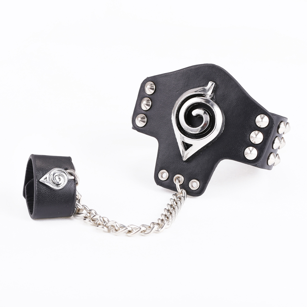 Naruto Black Leather Bracelet free shipping worldwide
