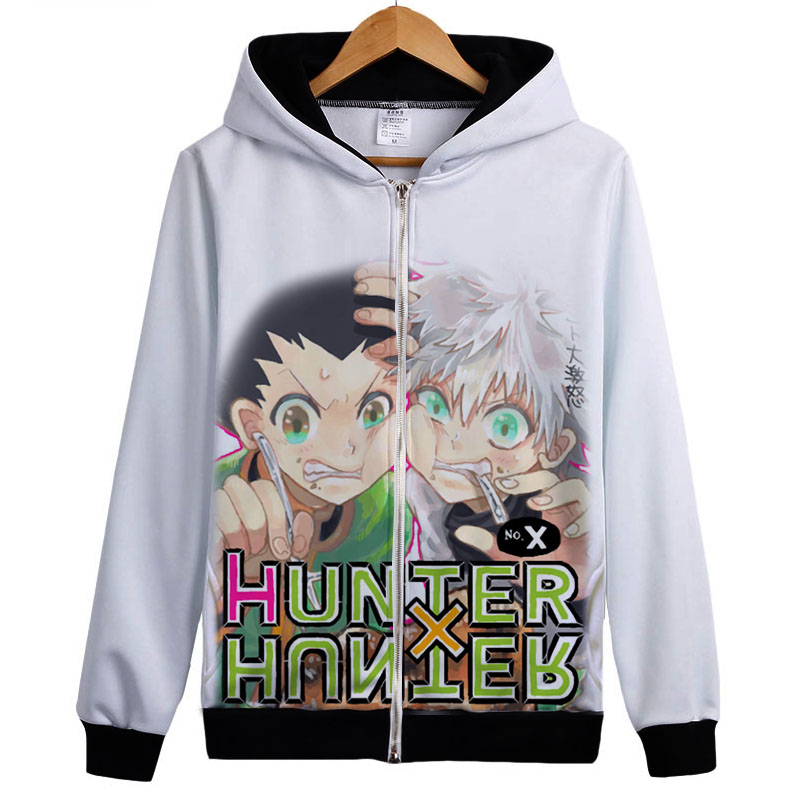 Hunter x Hunter Killua and Gon Print Zip Up Hoodie Hunter x Hunter Killua and Gon Print Zip Up Hoodie
