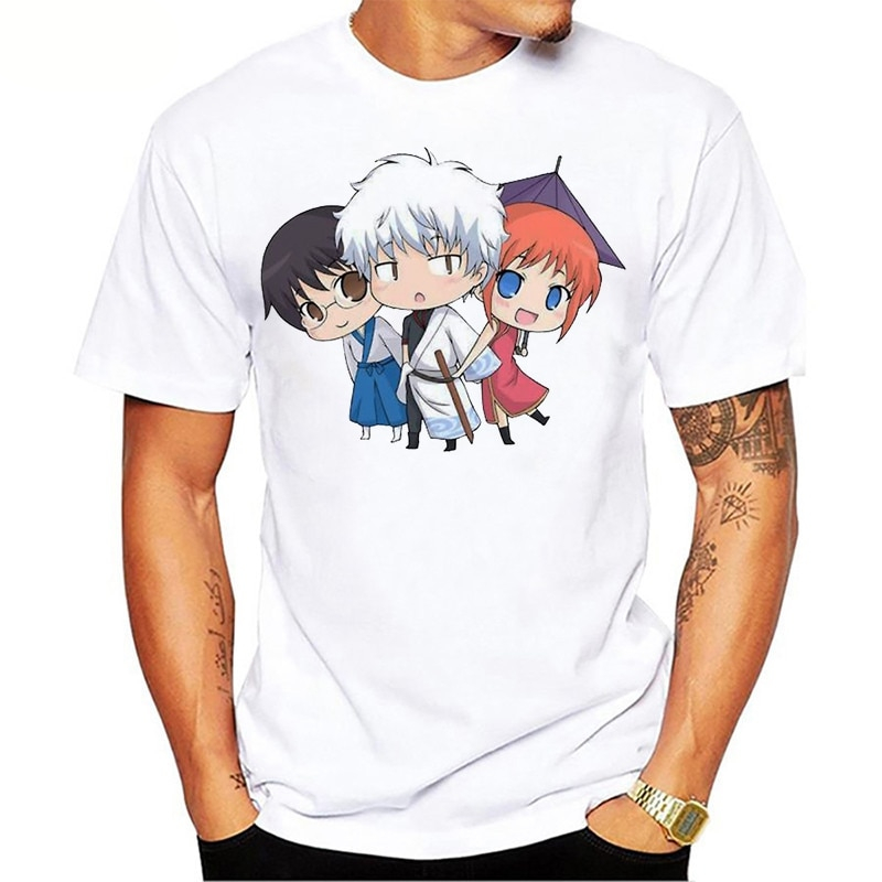 Anime Gintama T-shirt men summer t-shirt boy print tshirt anime t shirt clothing white color tops tees Anime Gintama T-shirt men summer t-shirt boy print tshirt anime t shirt clothing white color tops tees