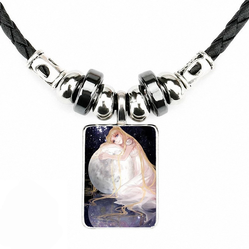 For Women Jewellery Necklace Glass Cabochon Black Leather Bead Pendant Chain Vintage Choker Statement Cartoon Inuyasha Sweet For Women Jewellery Necklace Glass Cabochon Black Leather Bead Pendant Chain Vintage Choker Statement Cartoon Inuyasha Sweet