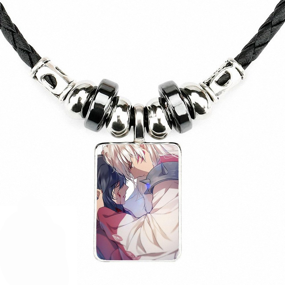 For Women Jewellery Necklace Glass Cabochon Black Leather Bead Pendant Chain Vintage Choker Statement Cartoon Inuyasha Sweet For Women Jewellery Necklace Glass Cabochon Black Leather Bead Pendant Chain Vintage Choker Statement Cartoon Inuyasha Sweet