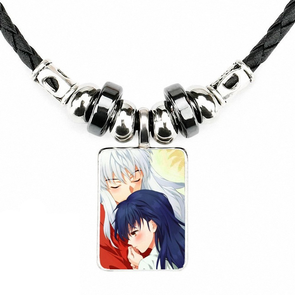 For Women Jewellery Necklace Glass Cabochon Black Leather Bead Pendant Chain Vintage Choker Statement Cartoon Inuyasha Sweet For Women Jewellery Necklace Glass Cabochon Black Leather Bead Pendant Chain Vintage Choker Statement Cartoon Inuyasha Sweet