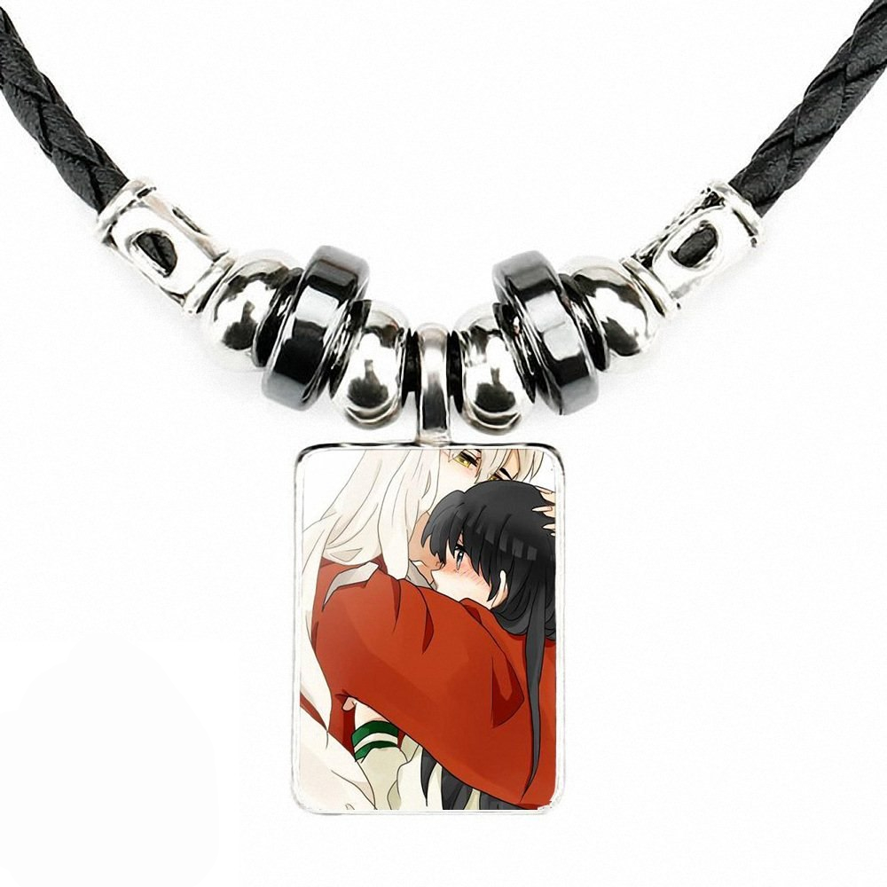 For Women Jewellery Necklace Glass Cabochon Black Leather Bead Pendant Chain Vintage Choker Statement Cartoon Inuyasha Sweet For Women Jewellery Necklace Glass Cabochon Black Leather Bead Pendant Chain Vintage Choker Statement Cartoon Inuyasha Sweet