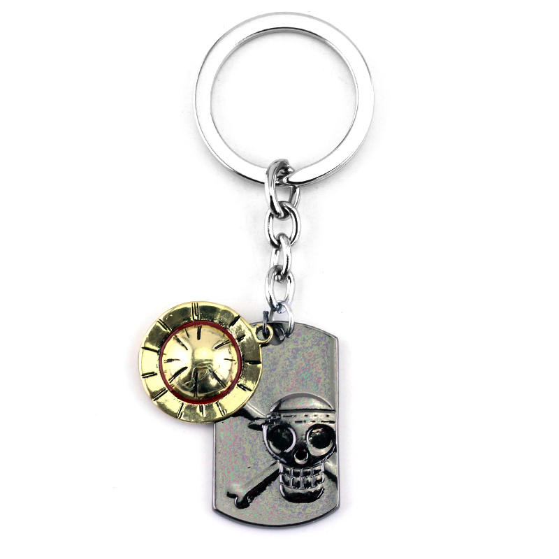 Popular Anime One Piece KeyChain Luffy Straw Hat Skull Double Pendants Keychain Fashion Metal Keyring For Key Holder Trinkets Popular Anime One Piece KeyChain Luffy Straw Hat Skull Double Pendants Keychain Fashion Metal Keyring For Key Holder Trinkets