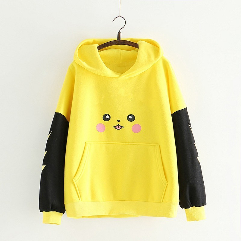 Women Pokemon Pikachu Print Hoodies Anime Kawaii Girls Cute Long Ears Oversized Hooded Sweatshirts Plus Velvet Autumn Pullovers Women Pokemon Pikachu Print Hoodies Anime Kawaii Girls Cute Long Ears Oversized Hooded Sweatshirts Plus Velvet Autumn Pullovers