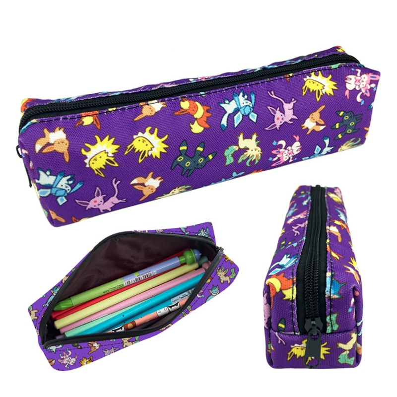 Poke Monster Pikachu Eevee Sylveon Haunter Canvas Pencil Bag Printing Pouch Zipper Case Student Gift Wallet Poke Monster Pikachu Eevee Sylveon Haunter Canvas Pencil Bag Printing Pouch Zipper Case Student Gift Wallet