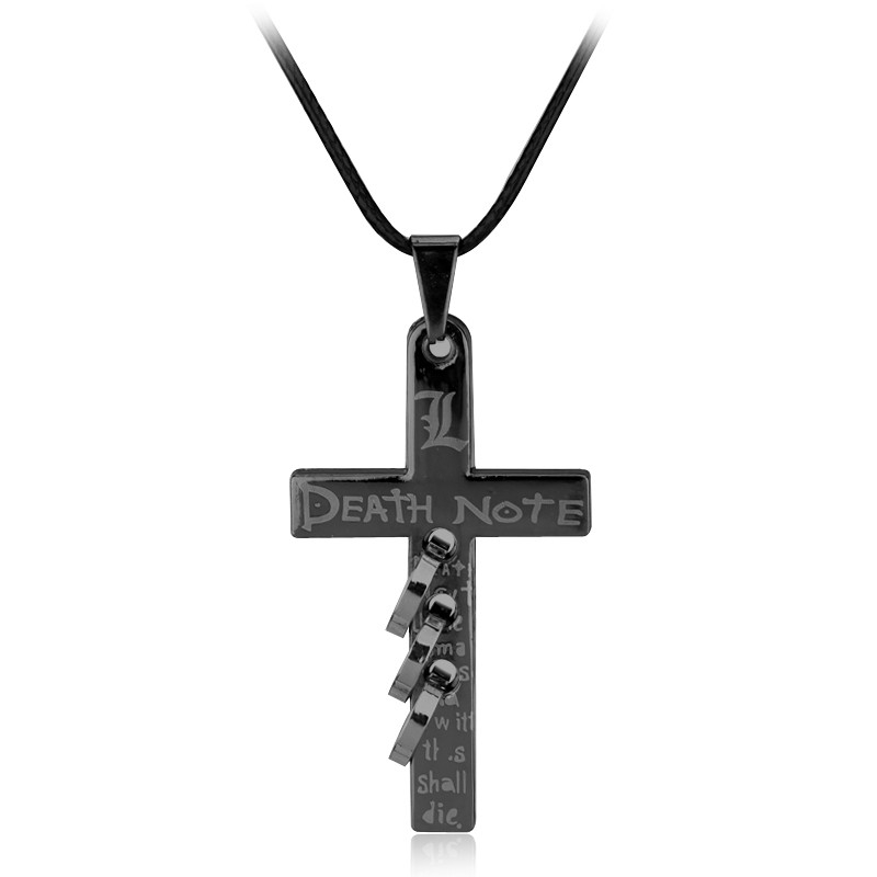 Anime Death Note Black Gold Metal Necklace Cross Logo Pendant black death notebook necklace L Yagami Zinc Alloy Fashion Jewelry Anime Death Note Black Gold Metal Necklace Cross Logo Pendant black death notebook necklace L Yagami Zinc Alloy Fashion Jewelry