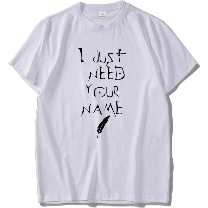 Death Note T shirt I Just Need Your Name Letter Print T-shirt Anime Breathable 100% Cotton Hip Hop Tee Shirt Death Note T shirt I Just Need Your Name Letter Print T-shirt Anime Breathable 100% Cotton Hip Hop Tee Shirt