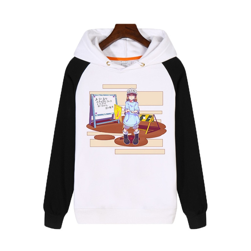 Cells at Work Print Fleece Hoodie Cells at Work Print Fleece Hoodie