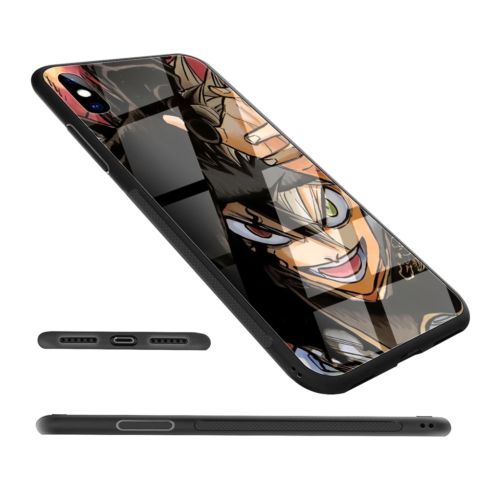 Black Clover Tempered Glass Case For iPhone Black Clover Tempered Glass Case For iPhone