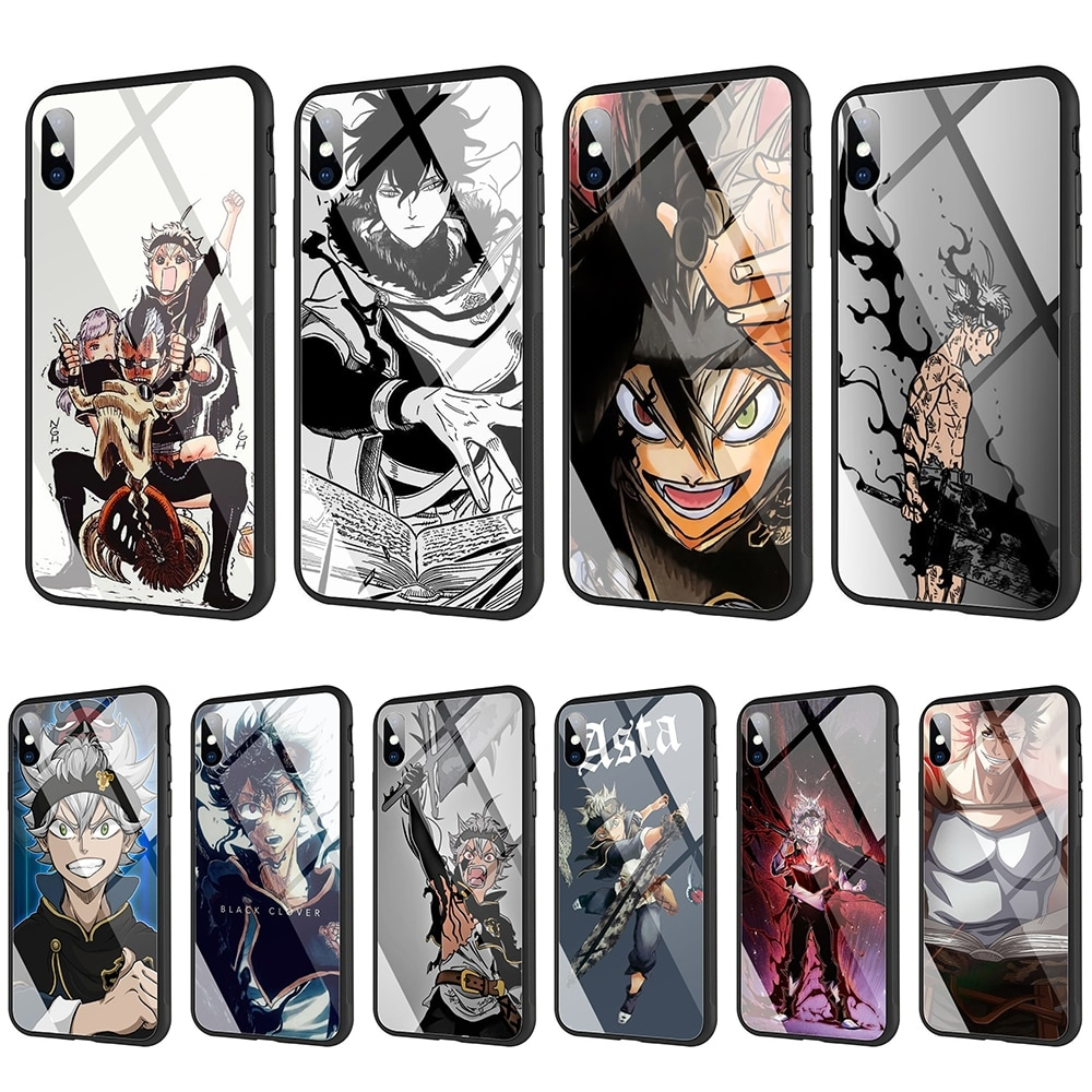 Black Clover Tempered Glass Case For iPhone Black Clover Tempered Glass Case For iPhone