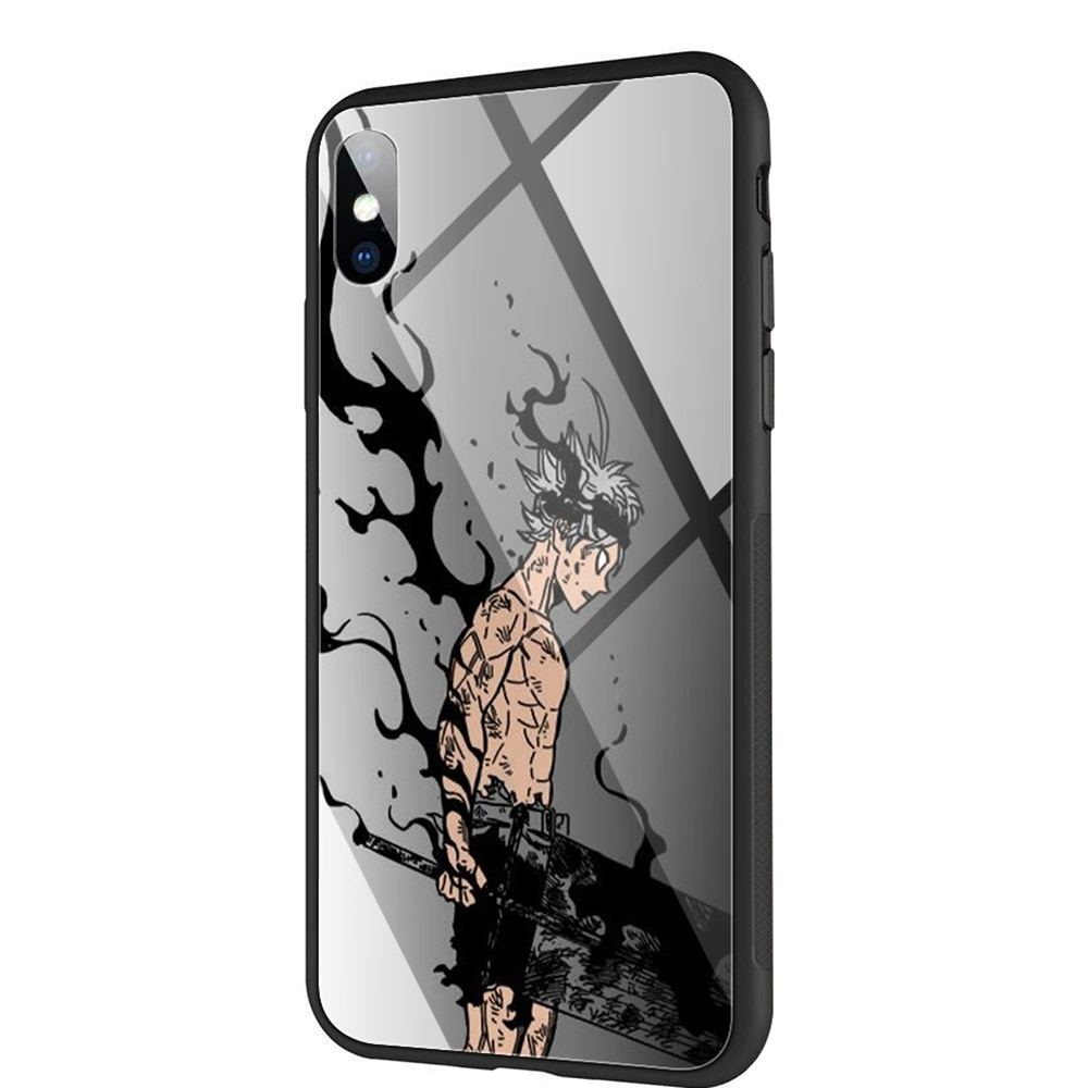 Black Clover Tempered Glass Case For iPhone Black Clover Tempered Glass Case For iPhone