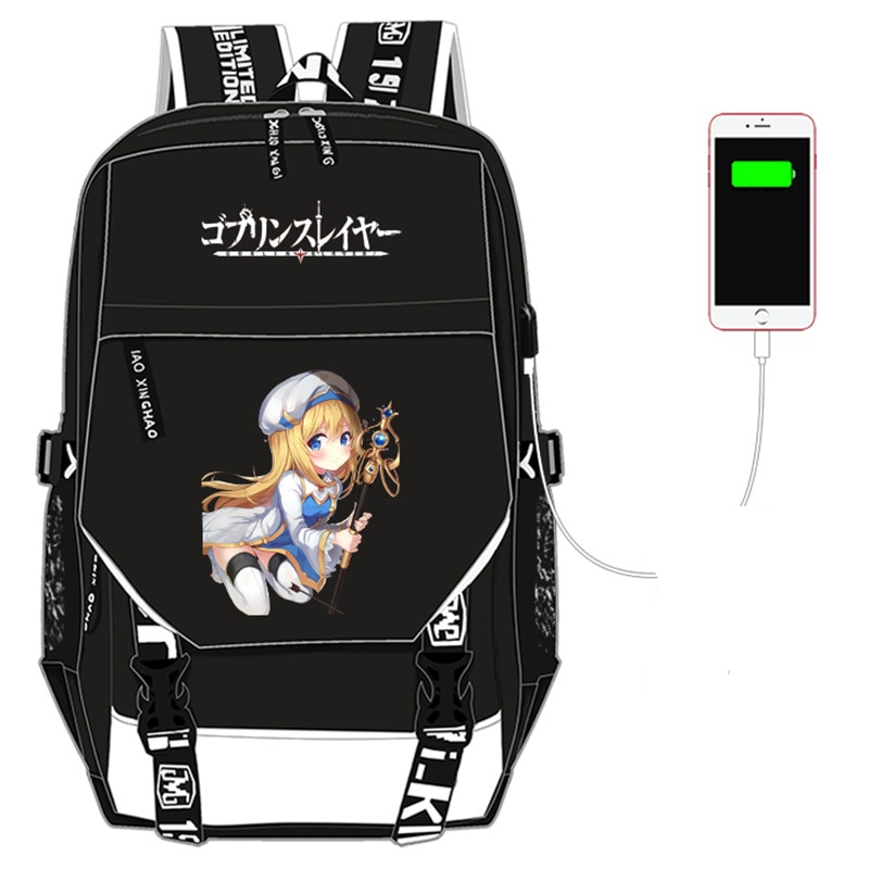 Japanese Anime Goblin Slayer Priestess Printing Backpack Kawaii Women Backpack USB Charging Laptop Backpack Canvas Travel Bags Japanese Anime Goblin Slayer Priestess Printing Backpack Kawaii Women Backpack USB Charging Laptop Backpack Canvas Travel Bags