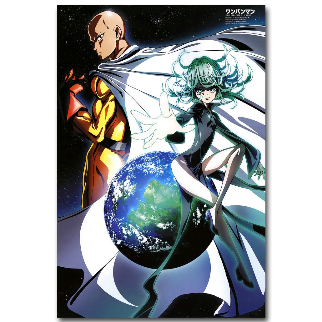 One Punch Man Saitama and Tatsumaki Vintage Silk Fabric Poster One Punch Man Saitama and Tatsumaki Vintage Silk Fabric Poster