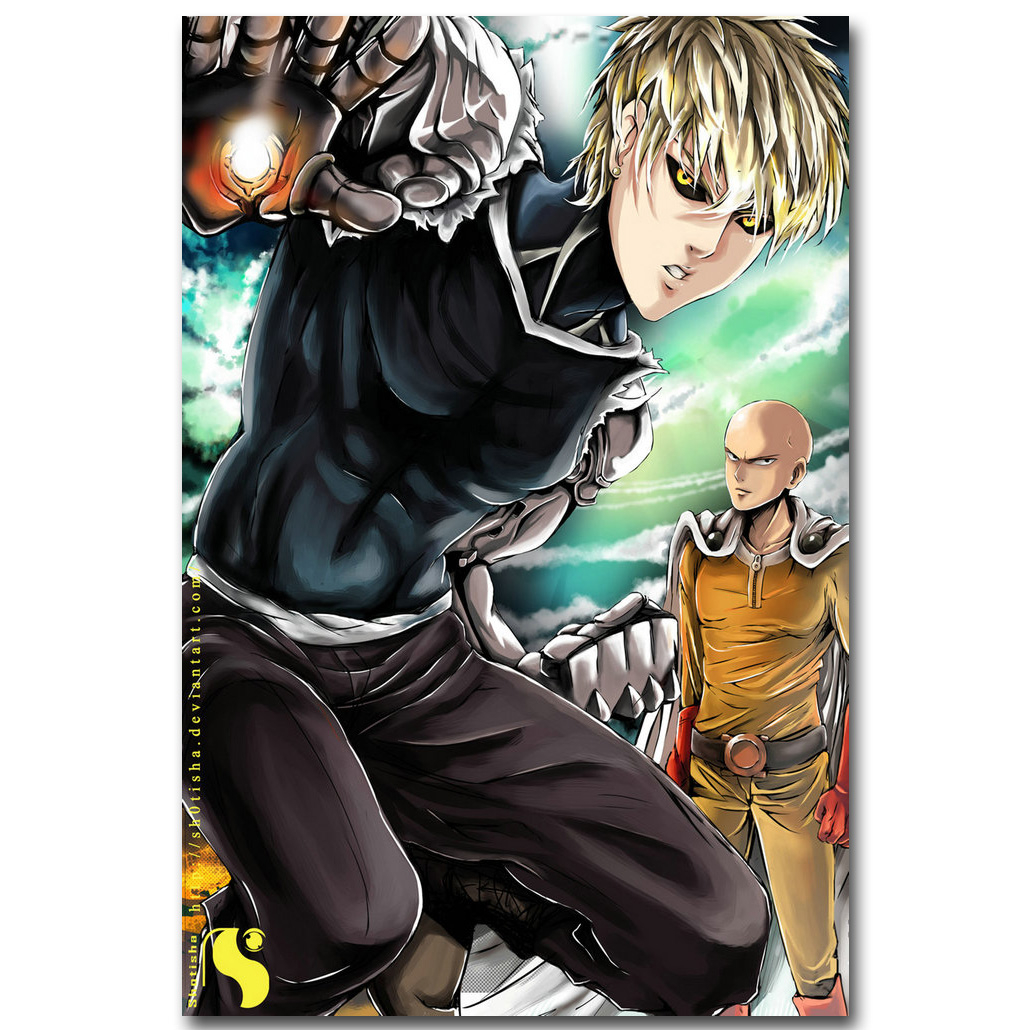 One Punch Man Genos and Saitama Vintage Silk Fabric Poster One Punch Man Genos and Saitama Vintage Silk Fabric Poster