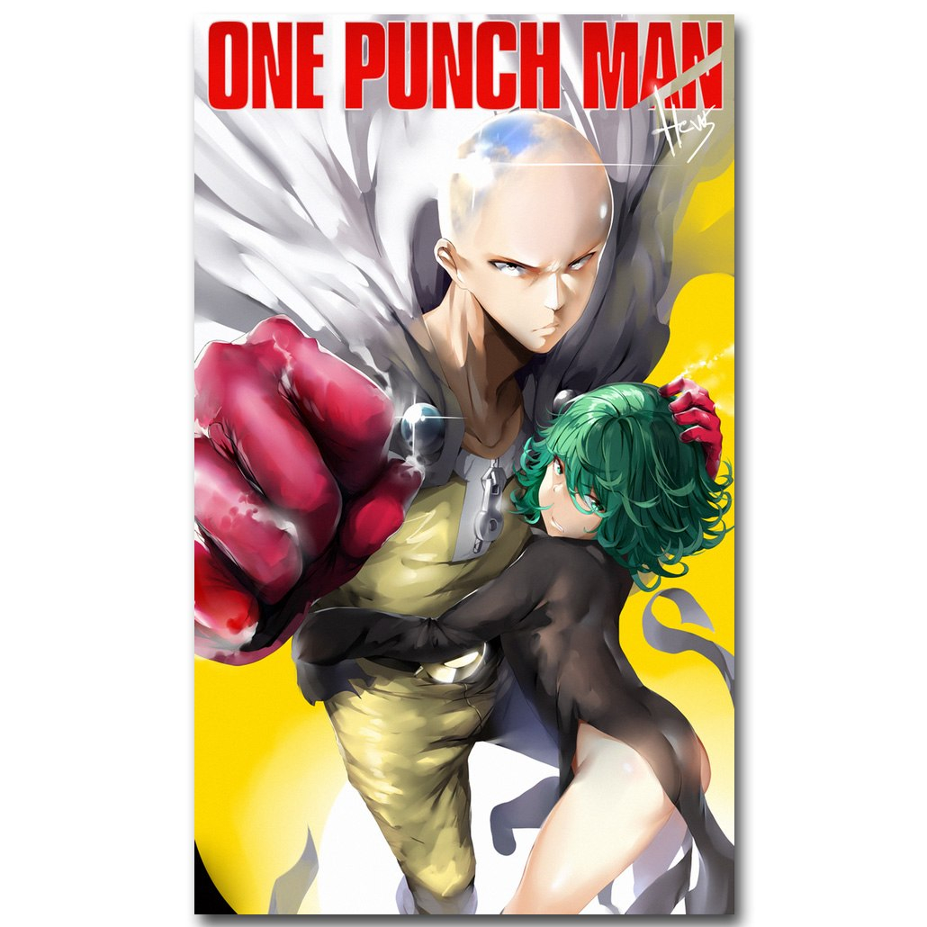 One Punch Man Saitama and Tatsumaki Vintage Art Silk Fabric Poster One Punch Man Saitama and Tatsumaki Vintage Art Silk Fabric Poster