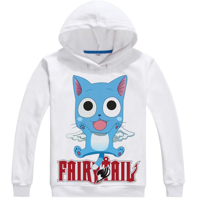 Fairy Tail Cute Print Hoodie – White Fairy Tail Cute Print Hoodie - White