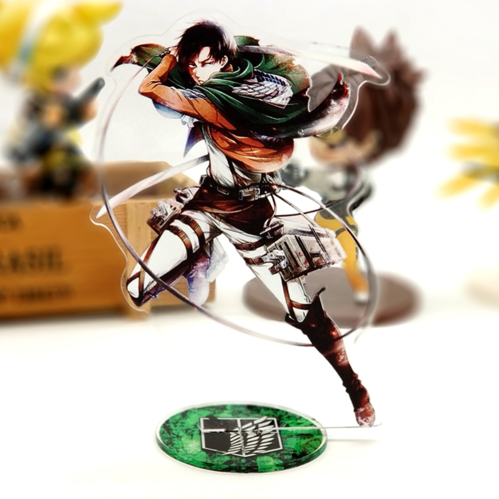 Love Thank You Attack on Titan Levi Rivaille battle acrylic stand figure model double-side plate holder cake topper anime Love Thank You Attack on Titan Levi Rivaille battle acrylic stand figure model double-side plate holder cake topper anime