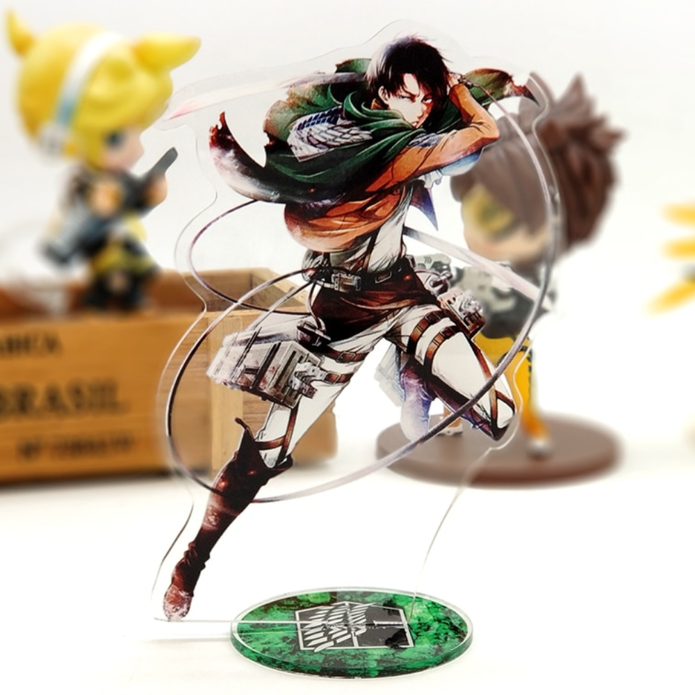 Love Thank You Attack on Titan Levi Rivaille battle acrylic stand figure model double-side plate holder cake topper anime Love Thank You Attack on Titan Levi Rivaille battle acrylic stand figure model double-side plate holder cake topper anime