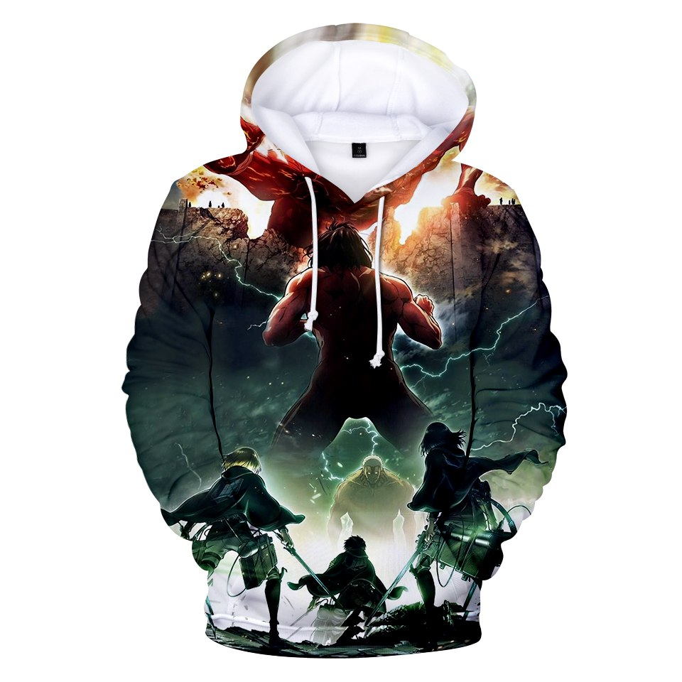 Attack On Titan 3D Print Hoodie – Green/Orange Attack On Titan 3D Print Hoodie - Green/Orange