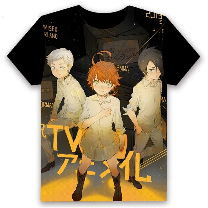 The Promised Neverland Emma, Ray and Norman 3D Print T-Shirt The Promised Neverland Emma, Ray and Norman 3D Print T-Shirt
