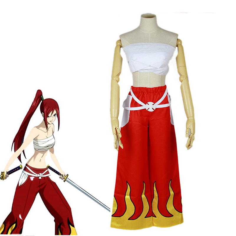ROLECOS Japanese Anime Fairy Tail Cosplay Costume Erza Scarlet Cosplay Halloween Costume for Women Tube Tops Pants Full Set ROLECOS Japanese Anime Fairy Tail Cosplay Costume Erza Scarlet Cosplay Halloween Costume for Women Tube Tops Pants Full Set