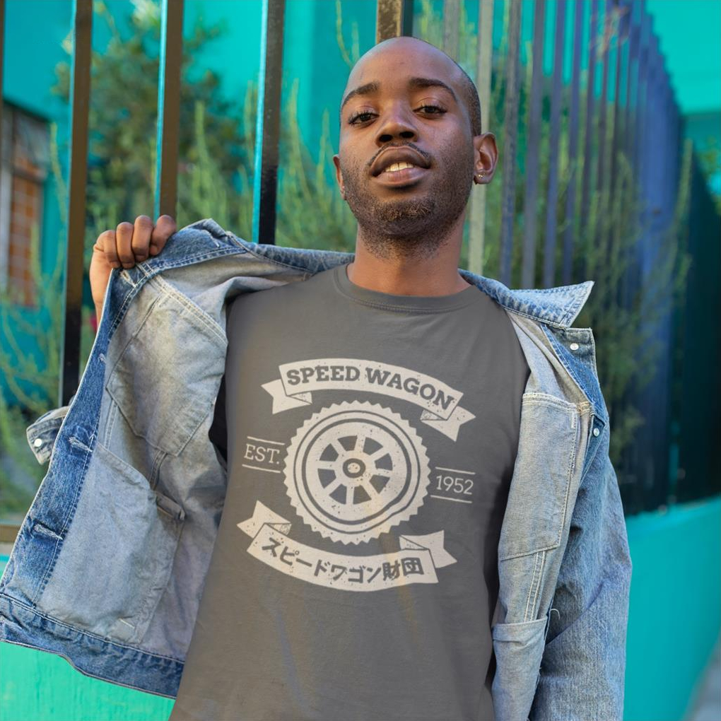 Jojo’s Bizarre Adventure Men’s Speed Wagon Foundation Cotton T-Shirt Jojo's Bizarre Adventure Men's Speed Wagon Foundation Cotton T-Shirt
