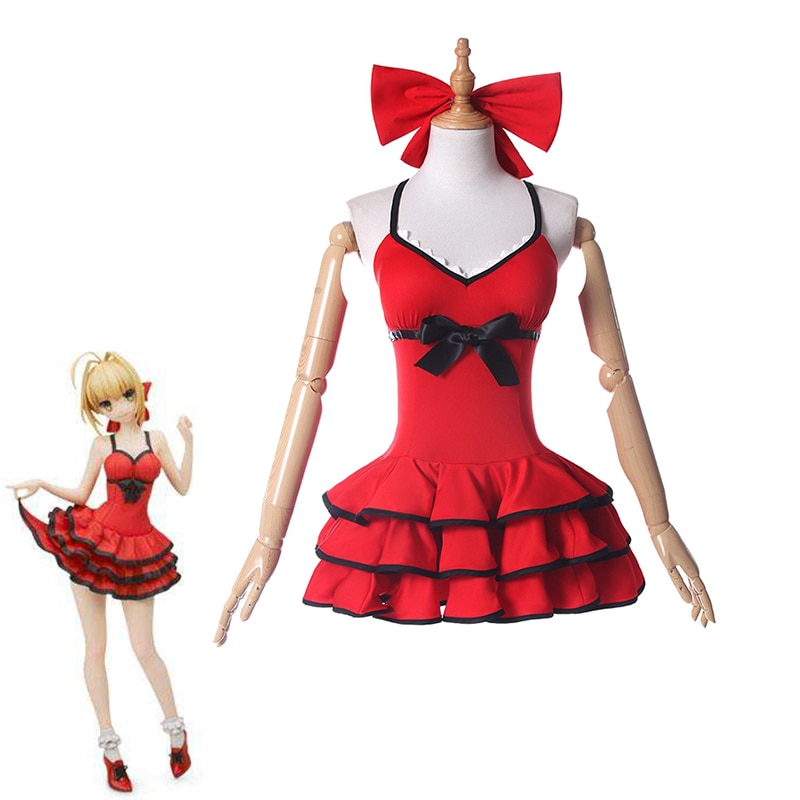ROLECOS Fate EXTRA Cosplay Costume Saber Nero Cosplay Costume Sexy Red Dress For Women Swimsuit Bikini ROLECOS Fate EXTRA Cosplay Costume Saber Nero Cosplay Costume Sexy Red Dress For Women Swimsuit Bikini