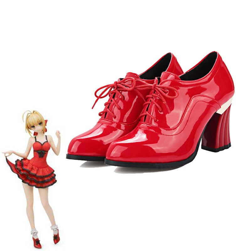 ROLECOS Fate EXTRA Anime Cosplay Shoes Saber Nero Cosplay Red Shoes For Women 5CM Red High-heeled Shoes ROLECOS Fate EXTRA Anime Cosplay Shoes Saber Nero Cosplay Red Shoes For Women 5CM Red High-heeled Shoes
