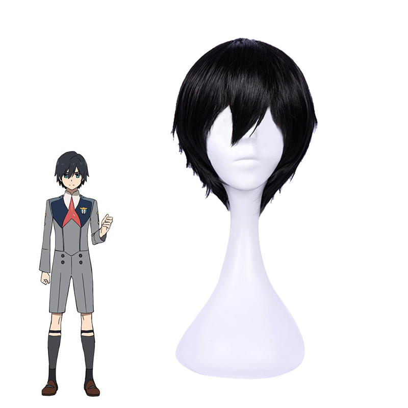 ROLECOS DARLING in the FRANXX Cosplay Synthetic Hair Hiro Cosplay Headwear 23cm Short Black Synthetic Hair for Men ROLECOS DARLING in the FRANXX Cosplay Synthetic Hair Hiro Cosplay Headwear 23cm Short Black Synthetic Hair for Men