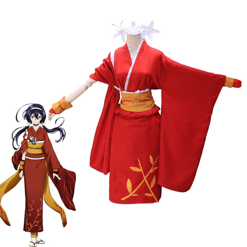 ROLECOS Anime Bungou Stray Dogs Cosplay Costume Kyouka Izumi Cosplay Kimono Janpanese Red Kimono Festival Costume for Women ROLECOS Anime Bungou Stray Dogs Cosplay Costume Kyouka Izumi Cosplay Kimono Janpanese Red Kimono Festival Costume for Women