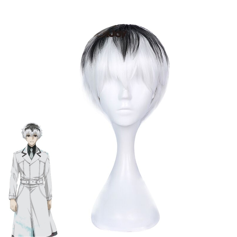 ROLECOS Tokyo Kushu:re Cosplay Headwear Haise Sasaki Cosplay Synthetic Hair Short Black and White Hair Accessories Tokyo Ghoul ROLECOS Tokyo Kushu:re Cosplay Headwear Haise Sasaki Cosplay Synthetic Hair Short Black and White Hair Accessories Tokyo Ghoul