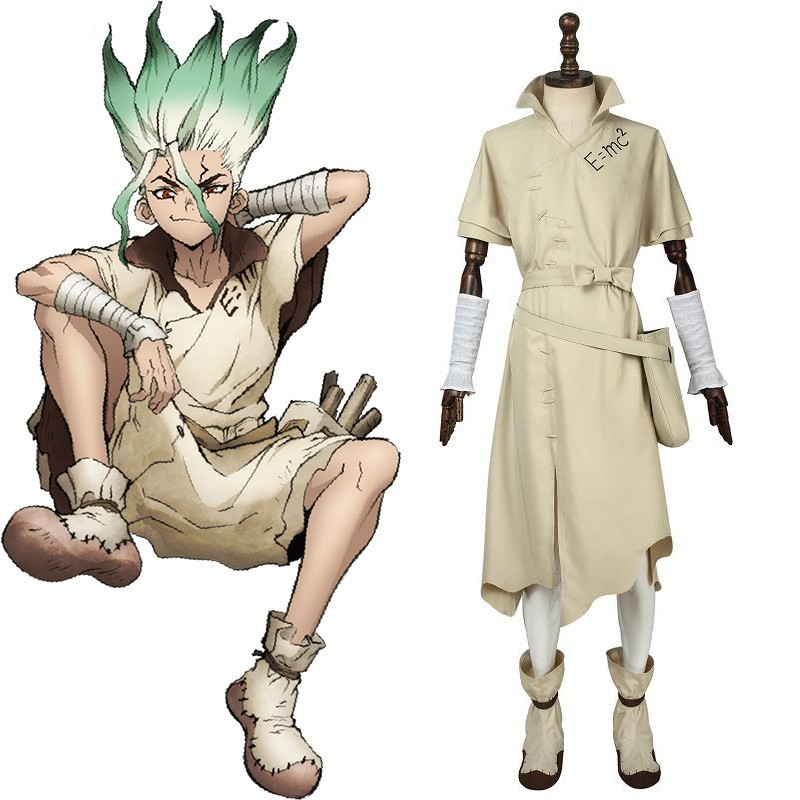 Anime Dr. Stone Costume Senku Ishigami Cosplay Senku Adult White Male Full Set Custom Halloween Christmas Carnival Party Anime Dr. Stone Costume Senku Ishigami Cosplay Senku Adult White Male Full Set Custom Halloween Christmas Carnival Party