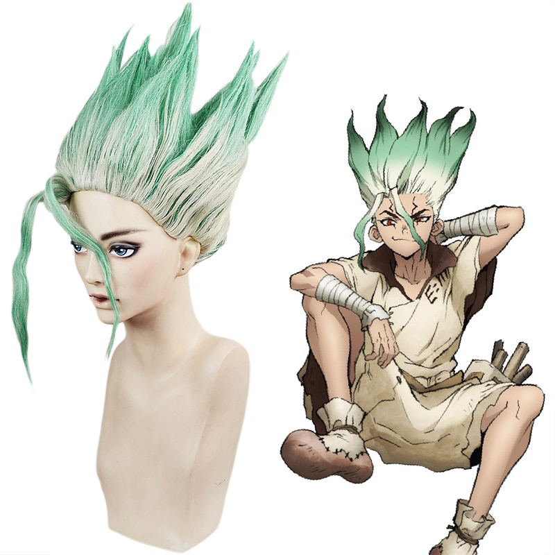 2019 Anime Dr. Stone Ishigami Senkuu Wig Green Short Cosplay Straight Halloween Hair 2019 Anime Dr. Stone Ishigami Senkuu Wig Green Short Cosplay Straight Halloween Hair