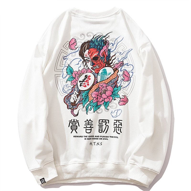 Bebovizi 2019 Men Streetwear Hip Hop Pullover Sweatshirt Demon Print Harajuku Pullover Cotton Japanese Hoodie Street Wear Bebovizi 2019 Men Streetwear Hip Hop Pullover Sweatshirt Demon Print Harajuku Pullover Cotton Japanese Hoodie Street Wear